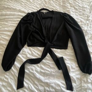 Missguided Front-Tie Long Sleeve Blouse